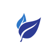 Blue icon of two leaves representing 'Environment'
