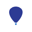Blue icon of a hot air balloon representing 'Independence'